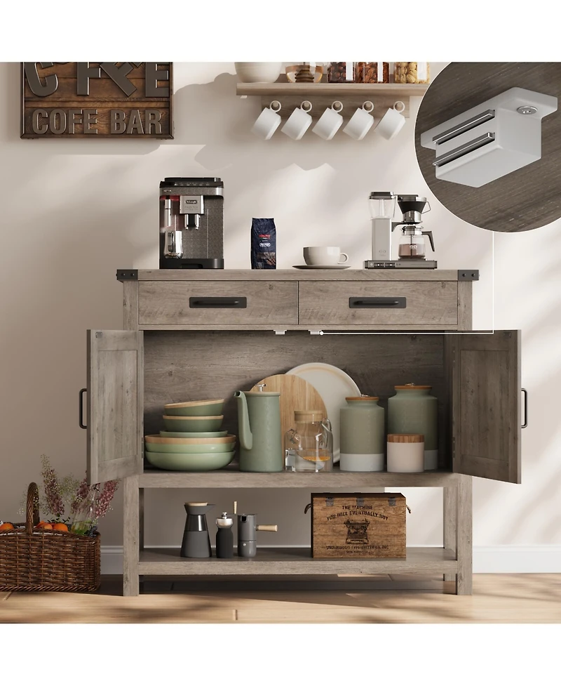 homfan Farmhouse Console Table with 2-Door Cabinet, 2 Drawers and Storage Shelf