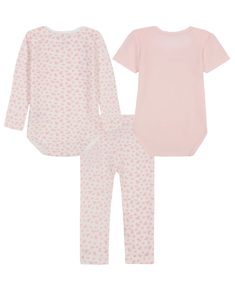 Tommy Hilfiger Baby Girls' Long-Sleeve Bodysuit, Short-Sleeve Bodysuit and Pants, 3-Piece Set