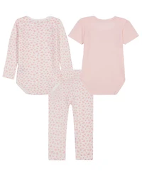 Tommy Hilfiger Baby Girls' Long-Sleeve Bodysuit, Short-Sleeve Bodysuit and Pants, 3-Piece Set