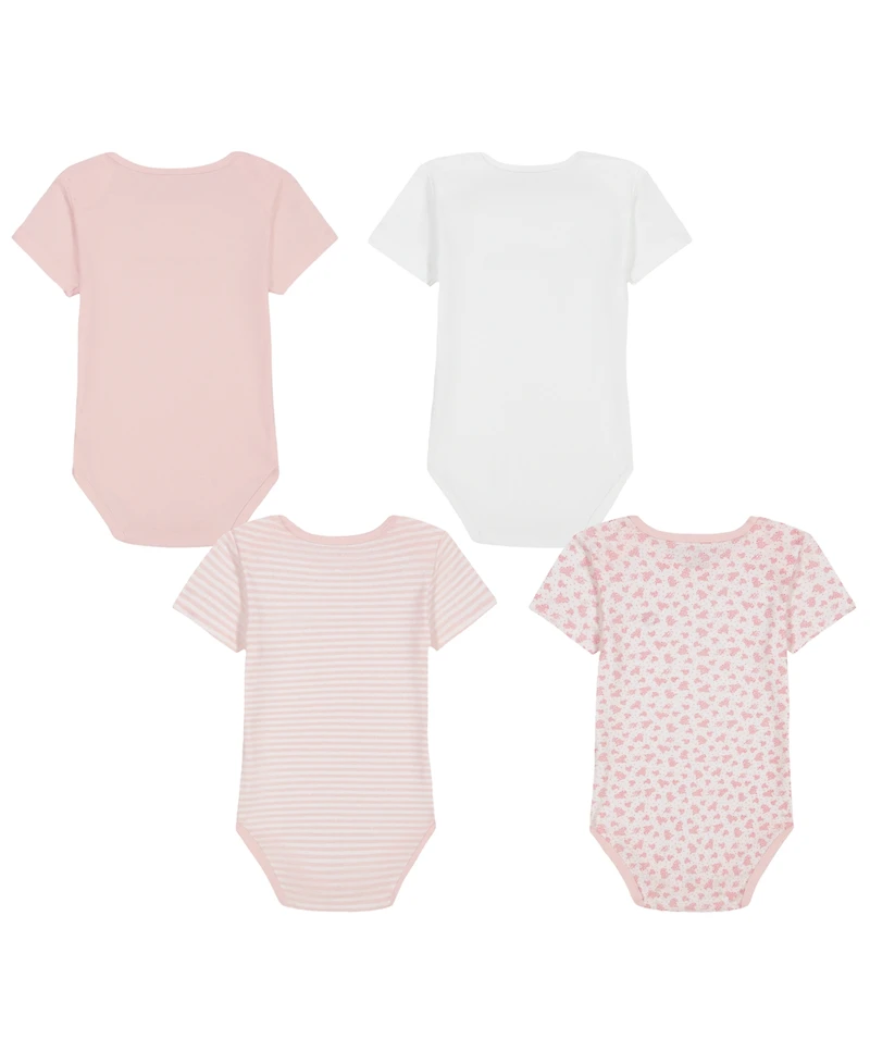 Tommy Hilfiger Baby Girls' Short-Sleeve Bodysuit, 4-Pack