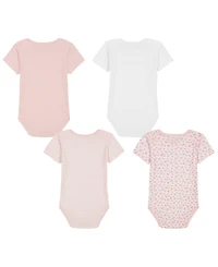 Tommy Hilfiger Baby Girls' Short-Sleeve Bodysuit, 4-Pack