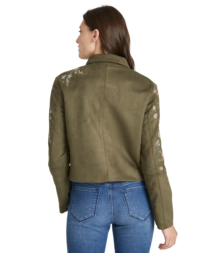 Driftwood Women's Embroidered Button-Front Collared Jacket