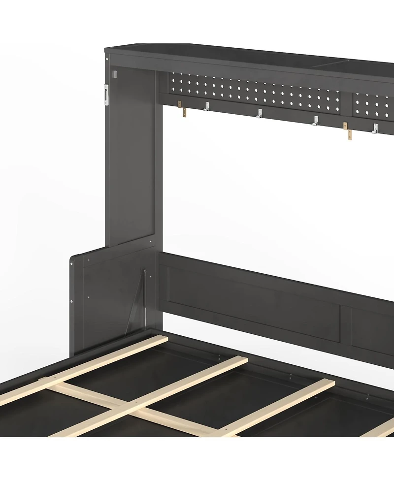 Streamdale Furniture Murphy Bed with a desk, Usb Charging Station, Led Lights