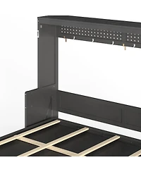 Streamdale Furniture Murphy Bed with a desk, Usb Charging Station, Led Lights