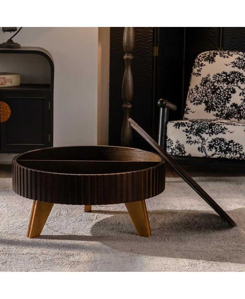 Streamdale Furniture 31.5'' Retro Round Coffee Table with Storage