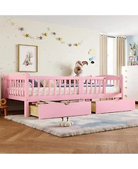 Streamdale Furniture Platform Bed with Storage and Guardrails