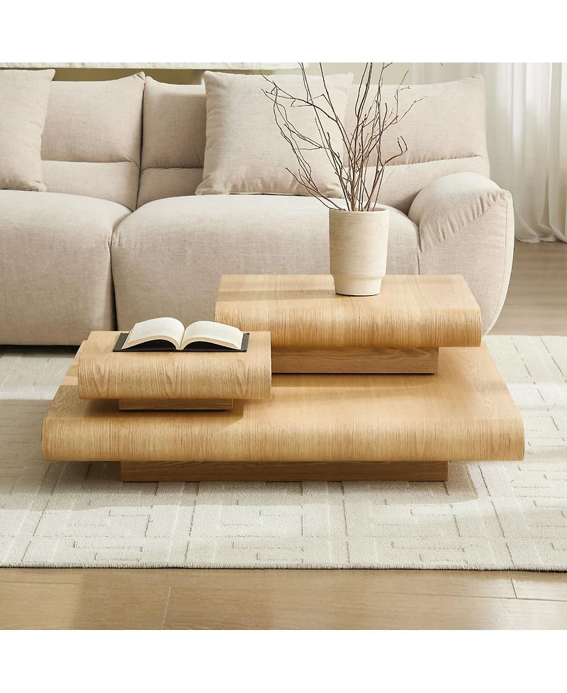 Streamdale Furniture Modular Stacking Coffee Table - Wood Look, No Assembly