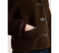 Lauren Ralph Women's Pleather Trim Sherpa Jacket