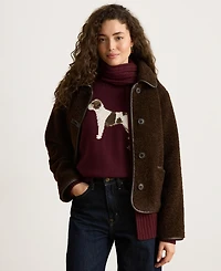 Lauren Ralph Women's Pleather Trim Sherpa Jacket