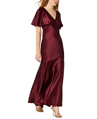 Astr the Label Women's Satin V-Neck Cape-Sleeve Maxi Dress
