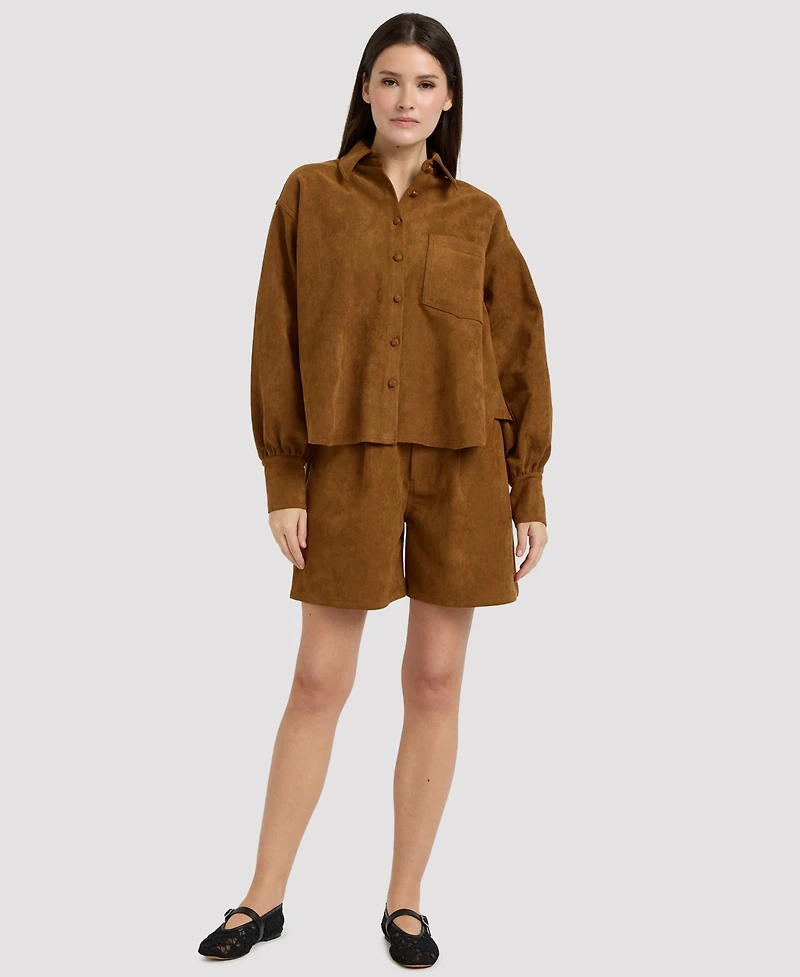 En Saison Women's Pleated Mid-Rise 4-Pocket Shorts