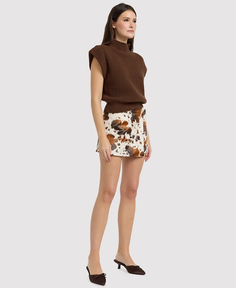 En Saison Women's Mid-Rise Faux Mini Skirt