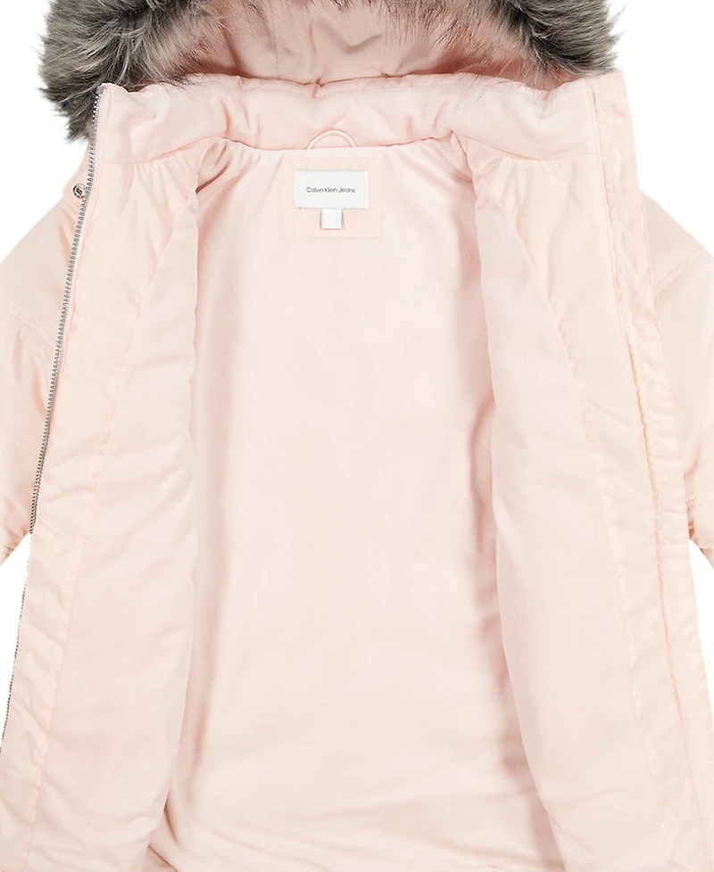 Calvin Klein Girls' 7-16 Aerial Hooded Puffer Jacket