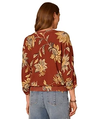 Democracy Petite Dolman-Sleeve Round Neck Printed Sweater