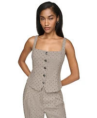 Dkny Women's Front-Button Flocked Vest Top