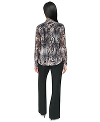 Dkny Women's Tie-Neck V-Neck Blouse