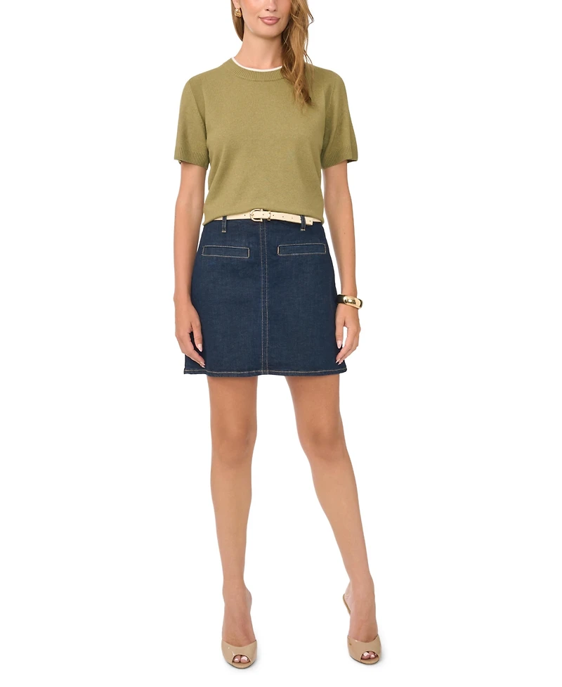 Vince Camuto Women's Short-Sleeve Crewneck Sweater