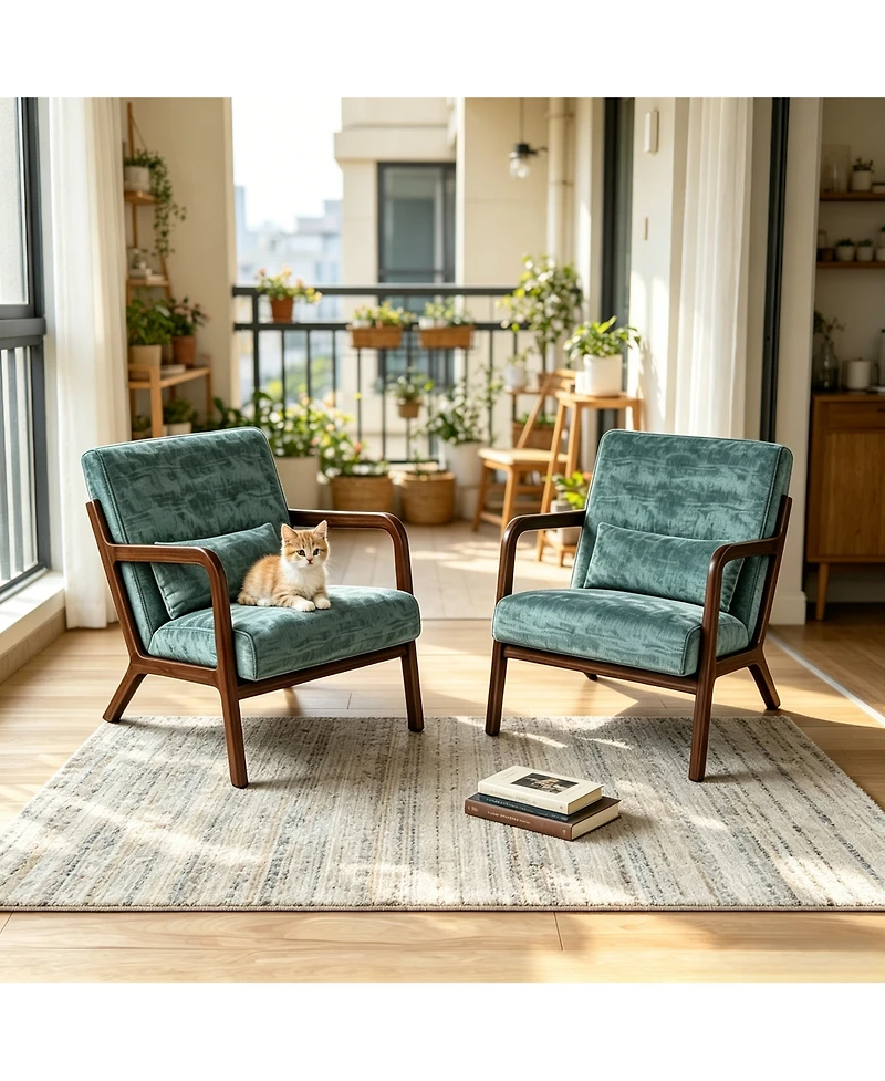 homfan Set of 2 Corduroy Accent Chairs