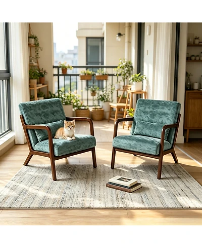 homfan Set of 2 Corduroy Accent Chairs