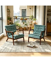 homfan Set of 2 Corduroy Accent Chairs