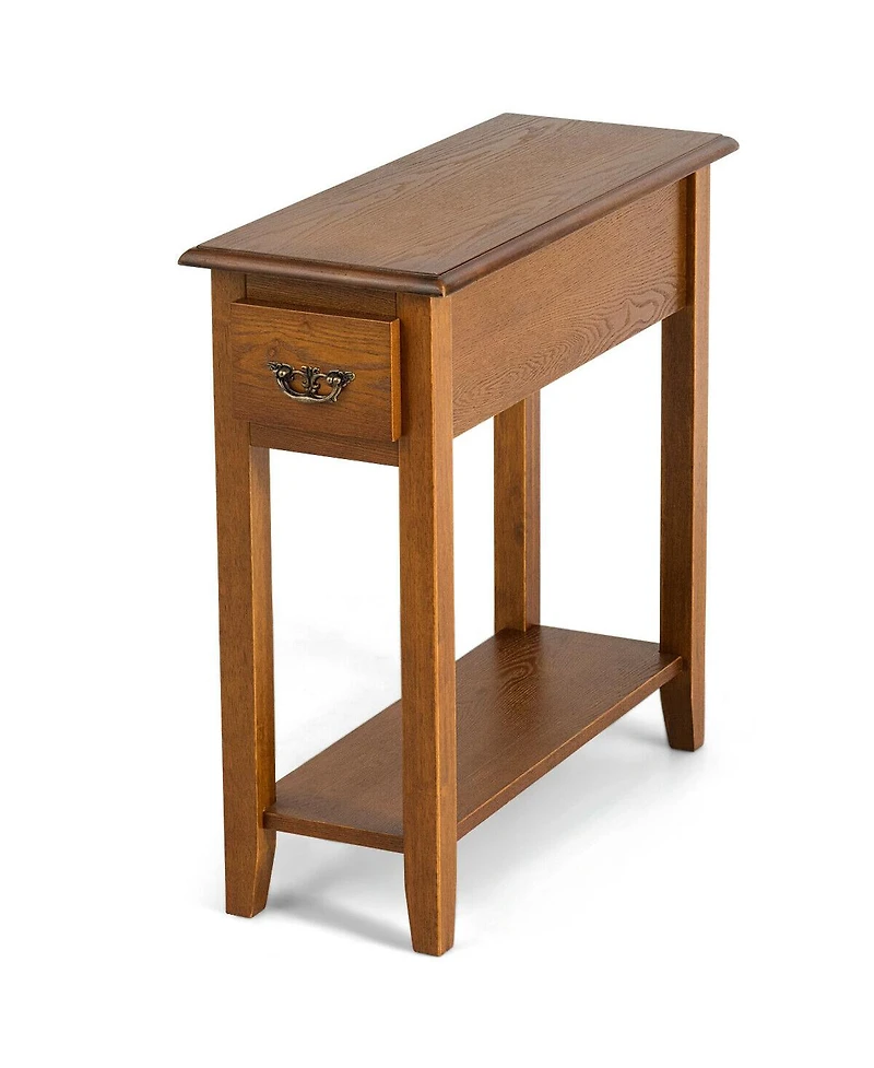 Gymax End Table Bedside Sofa End Table Narrow Nightstand With Drawer