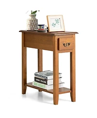 Gymax End Table Bedside Sofa End Table Narrow Nightstand With Drawer