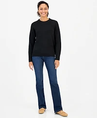 Style & Co Petite LuxSoft Long-Sleeve Crewneck Loose Pullover Sweater, Macy's Exclusive