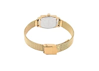 Peugeot Women's Vintage 14K Gold-Plated Rectangular Small Face Watch with Gold Mesh Bracelet