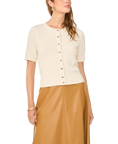 Vince Camuto Women's Crewneck Short-Sleeve Cardigan