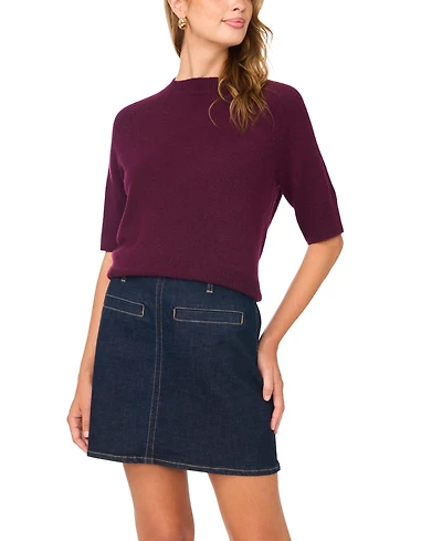 Vince Camuto Women's Cozy Mock Neck Short-Sleeve Sweater