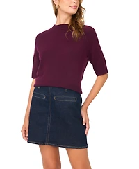 Vince Camuto Women's Cozy Mock Neck Short-Sleeve Sweater