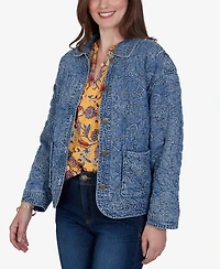 Ruby Rd. Petite Quilted Floral Denim Jacket