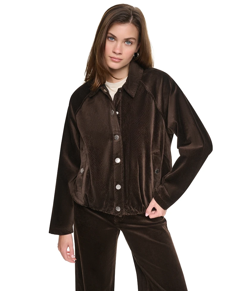 Dkny Jeans Petite Modern-Fit Snap-Front Cotton-Blend Jacket