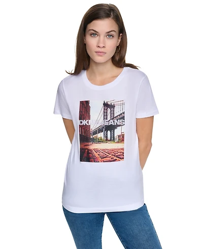 Dkny Jeans Petite Cotton-Modal Short-Sleeve Top