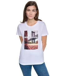 Dkny Jeans Petite Cotton-Modal Short-Sleeve Top