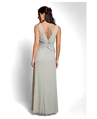 Coast Women's Boat-Neck Mesh Cinched-Waist Maxi Dress