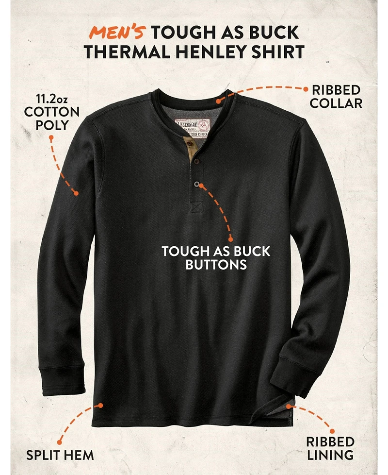 Legendary Whitetails Mens Double Layer Thermal Henley Long Sleeve Shirt