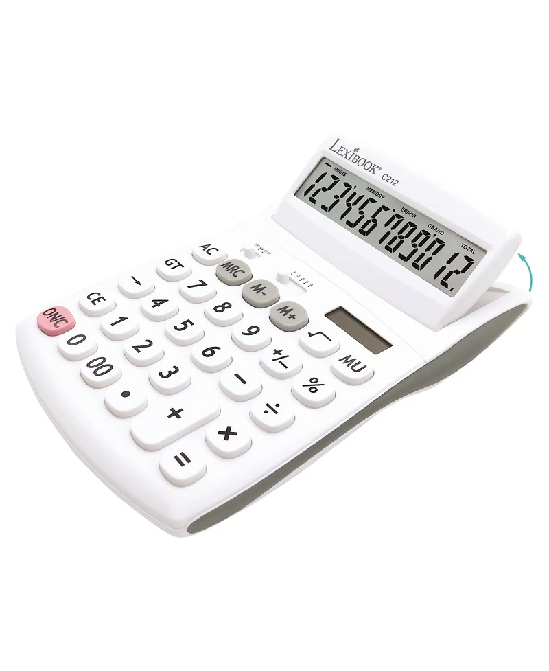 Lexibook , 12-Digit Desktop Calculator with Folding Display, Large Keys, Solar and Battery Powered, C212
