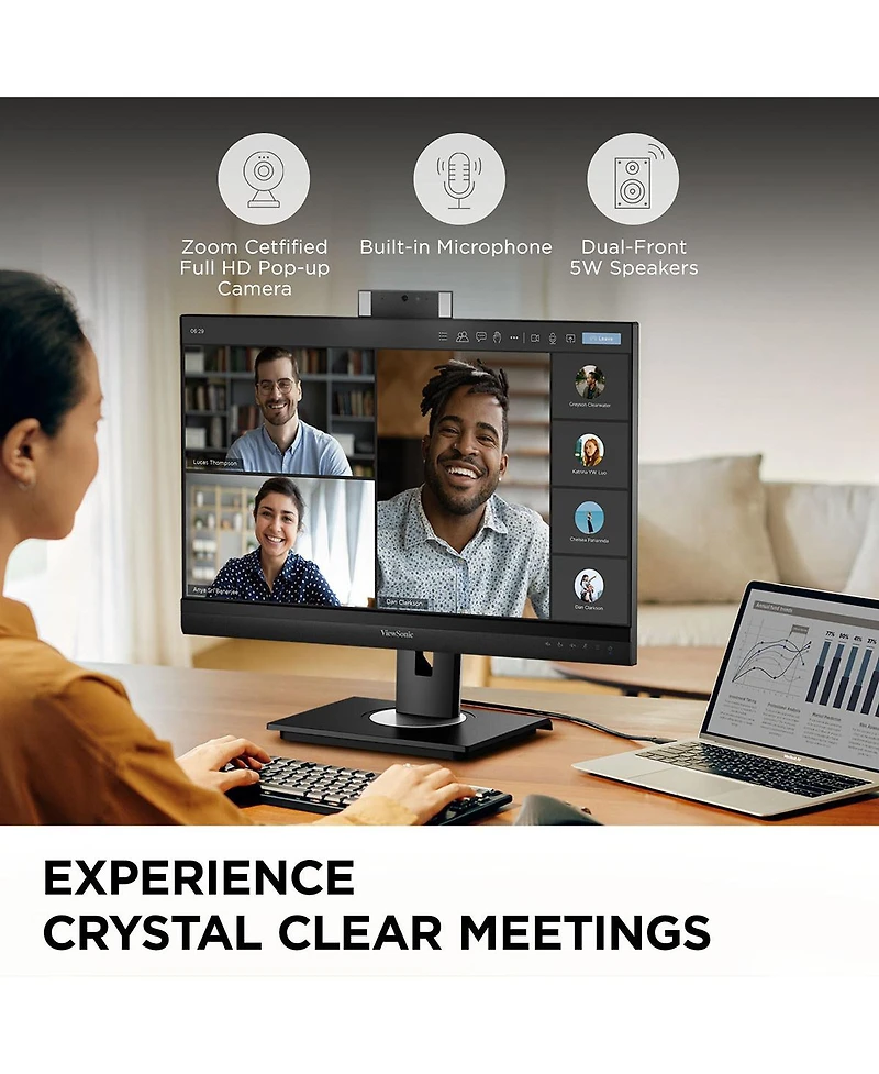 ViewSonic VG2457V 24" Ips Full Hd 100Hz Video Conferencing Usb-c Docking Computer Monitor
