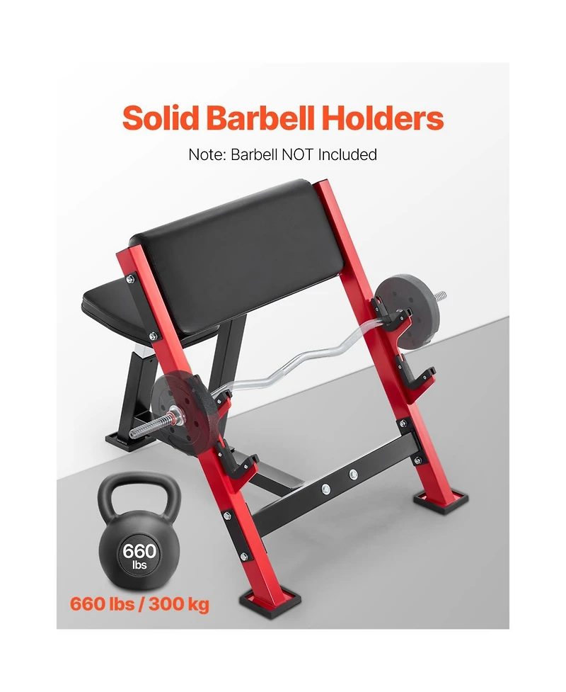 Vevor Preacher Curl Bench Adjustable Home Gym Biceps Machine Barbell Equipment