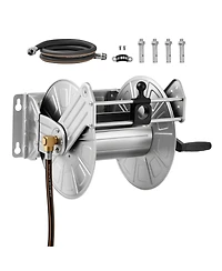 Vevor Wall Mounted Garden Hose Reel 150ft 5/8 in Hose Winder Brass Fitting Hose Guide