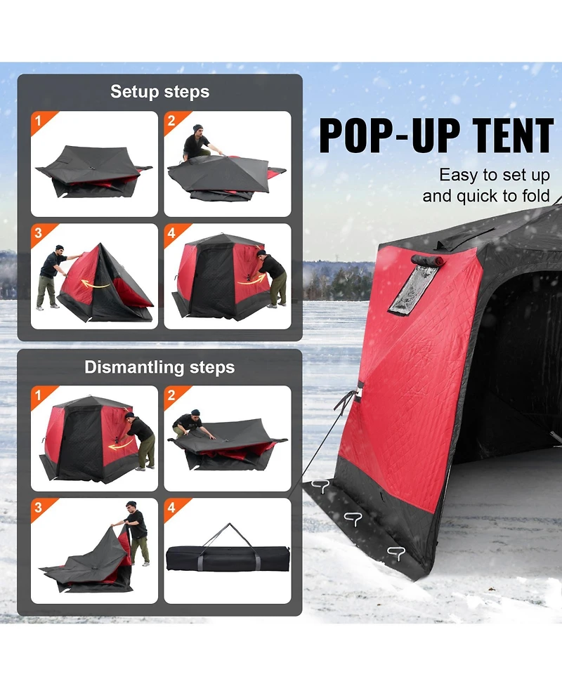 Vevor 4-6 Person Ourdoor Portable Ice Shelter Pop-Up Ice Fishing Shanty Tent