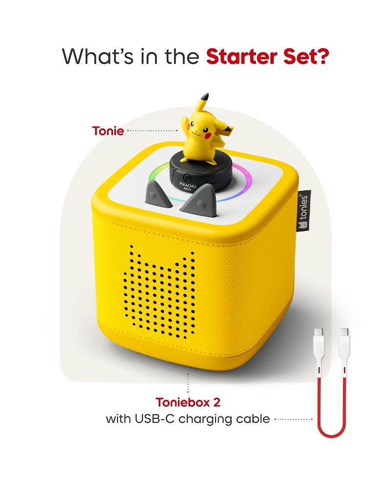 Tonies Toniebox 2 Pikachu Screen-Free Interactive 2-Piece Starter Set, Ages 1+