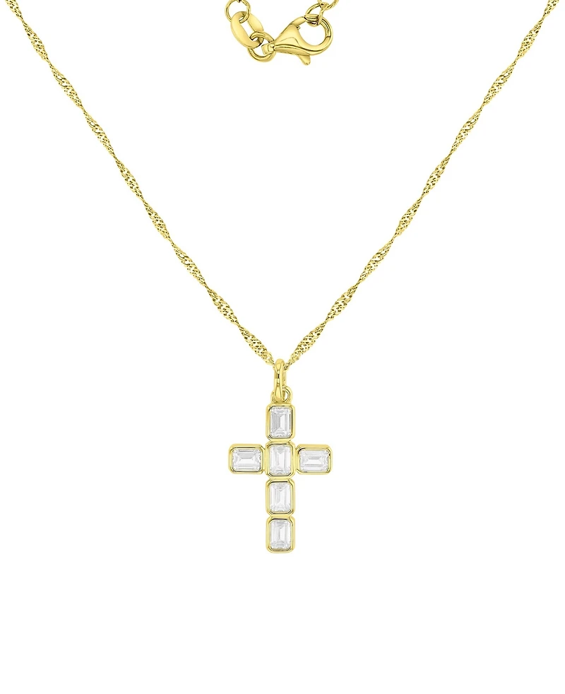Macy's 14k Gold-Plated Minimalist Cross Chain Necklace