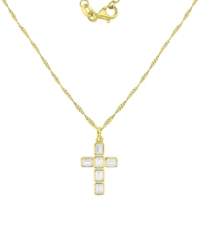 Macy's 14k Gold-Plated Minimalist Cross Chain Necklace