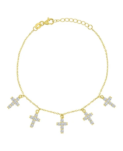 Macy's 14k Gold-Plated Slim Crystal Cross Bracelet