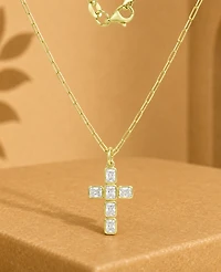 Macy's 14k Gold-Plated Cross Paperclip Chain Necklace