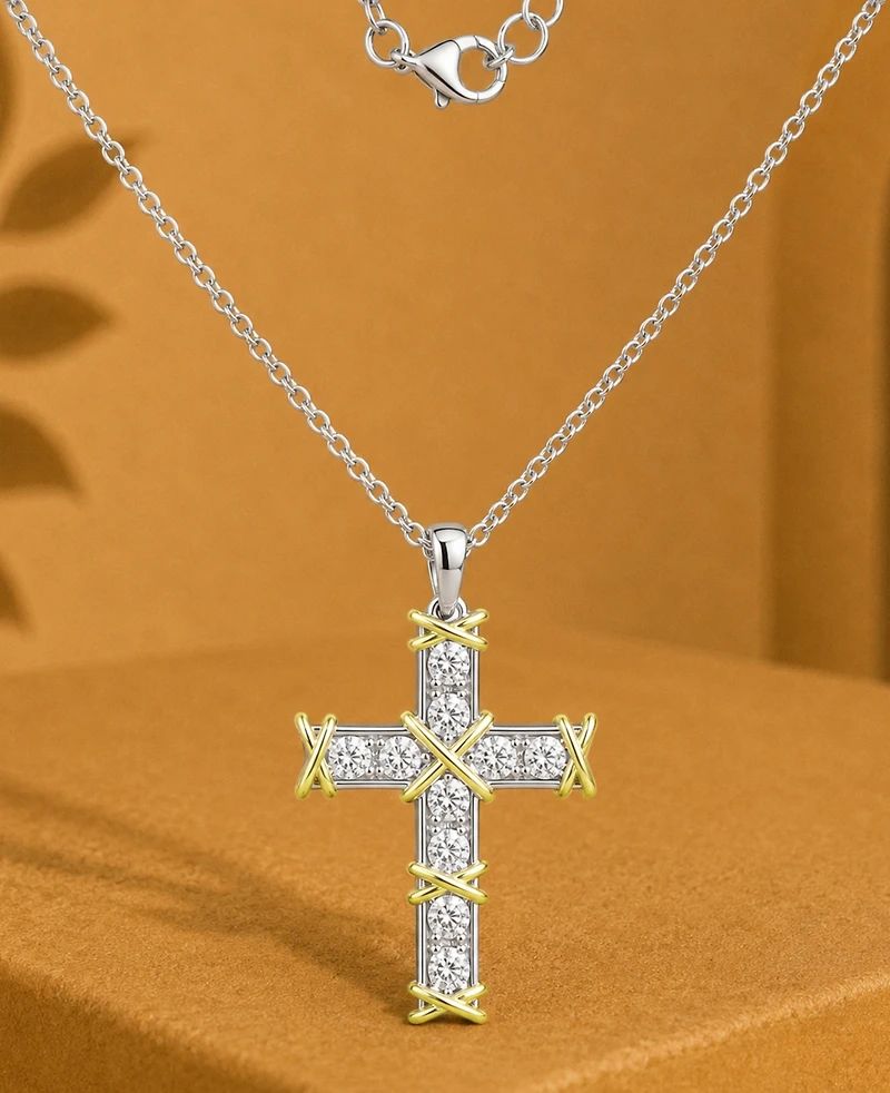 Macy's Textured Two-Tone Cross Necklace