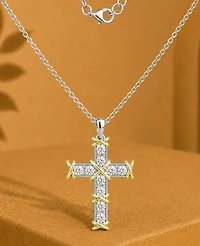 Macy's Textured Two-Tone Cross Necklace