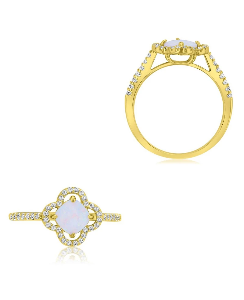 Macy's 14k Gold-Plated Opal Clover Fashion Ring